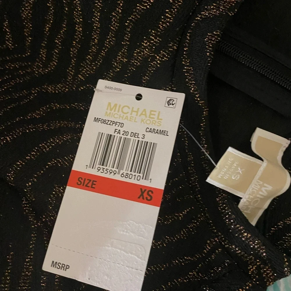 MICHAEL KORS NWT Caramel Animal Print Flounce Trim Dress - Picture 8 of 14